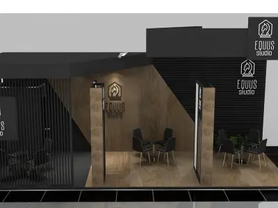 Booth Exhibition Stand 3 Side Open  Stall 900x350xm Height 350cm 3D model