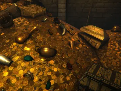 Treasury game ready Low-poly 3D model