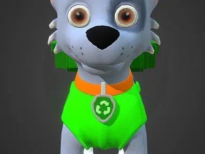 Cartoon low poly dog  Low-poly 3D model