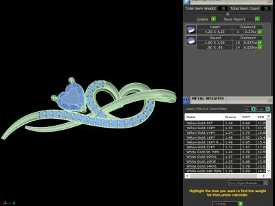 light weight yellow gold  diamond pendent -DOC-P8069 3D print model