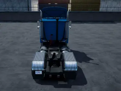 80s Cabover Truck with industrial environment unity 3d asset Low-poly 3D model