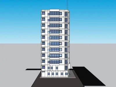 Office building with glass facade on elevation 3D model