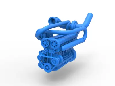 Twin Turbo straight-six engine Scale 1 to 25 3D print model