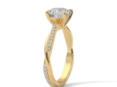 solitaire ring with detail images and 360 render videos 4 3D print model
