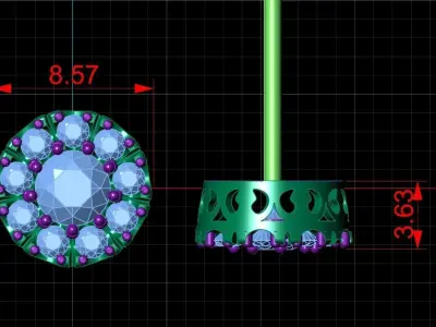 Diamond Jewelry Earring 3D print model order