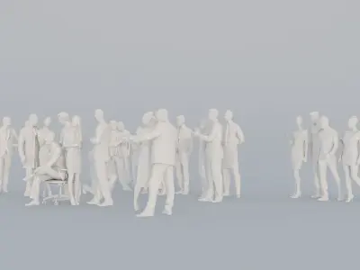 03 LP THIRTIES BUSINESS CASUAL SPORT CROWDS MAN SITTING WOMAN 3D print model