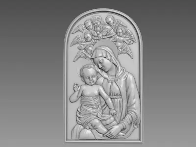 Virgin and Child Bas-relief 3D model