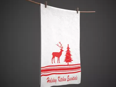 Christmas Decorations Reindeer Tea Towels 3D model