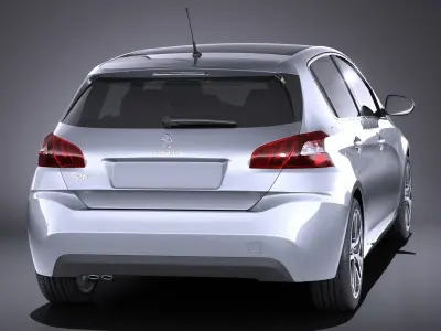 Peugeot 308 2017 VRAY 3D model