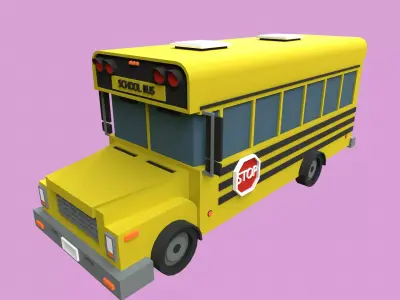 Lowpoly School Bus Low-poly 3D model