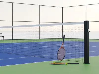 Tennis Court Blue 3D model
