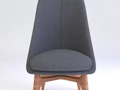 Armchair lounge chair with wooden legs 3D model