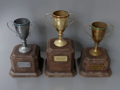 Set of cups with pedestals 3D model