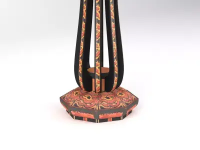 Art Deco Amsterdam School Batik Decoration Wooden Floor Lamp 3D model