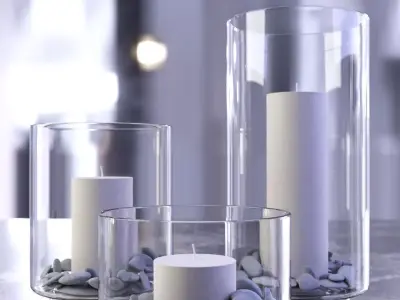 Glass Candle Holder Set 3D model