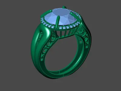 Womens Rings With Stone Ring Ready STL 3DM Models Rings women 3D print model 34
