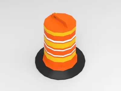 Barrel Road Construction Low Poly Low-poly 3D model