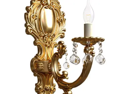 Golden Sconce in classic style with crystals Crystal Wall lamp 3D model