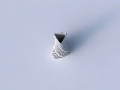 Vase twist puffy triangle with twisted extruded lines 3D print model