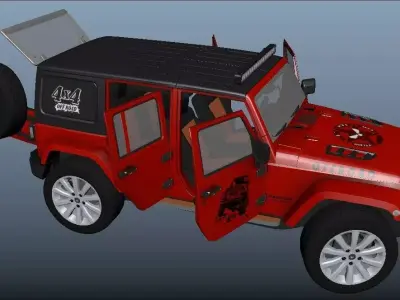 Jeep Wrangler Rubicon Low-poly 3D model