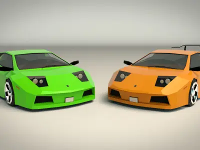 Low Poly Sports Car 02 Low-poly 3D model