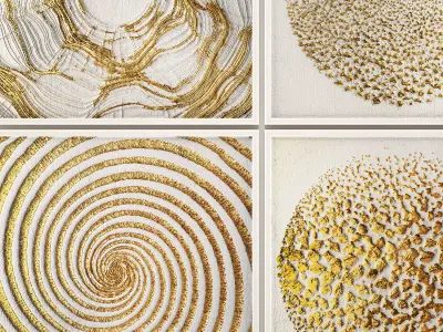 Collection of paintings with gold for walls 11 3D model