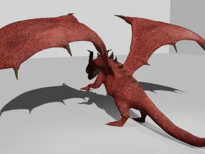 Red Scaled Dragon 3D Character Low-poly 3D model