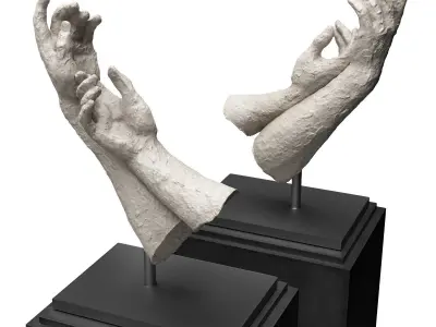 Stroking hands sculpture Low-poly 3D model