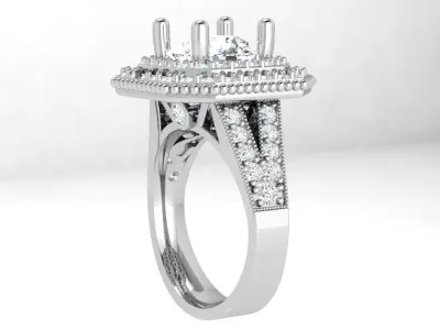 Emerald Halo Ring 4111 3D print model
