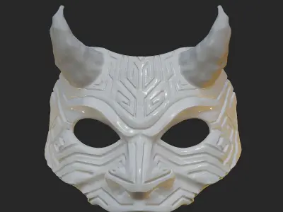 Oni Mask 9 Demon Carved Half Face 3D print model