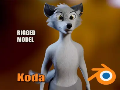 Koda Anthro Wolf Low-poly 3D model