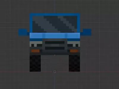 Low Poly Voxel Pickup Truck Low-poly 3D model