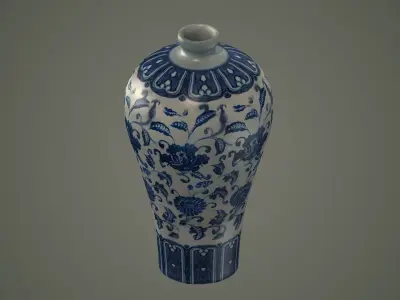 chinese china asian typical tableware furniture blue white vase 3D model