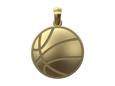 Basketball engraving pendant with bail 3D print model
