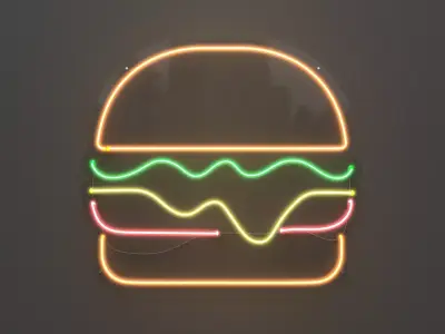 Burger - Neon Sign 3D model