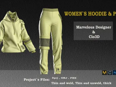 Women  hoodie and pants set 3D model