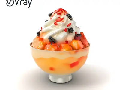 Korean Bingsu Dessert Photorealistic Model Pack Low-poly 3D model