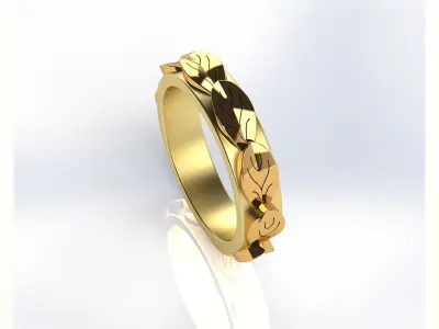 The Golden Leaf Ring 3D print model