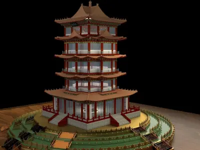 Chinese ancient house 3D model 39