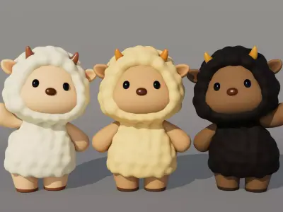 Rigged Cartoon Sheep Low-poly 3D model