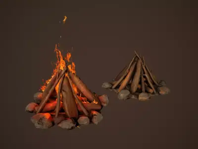 Campfire Free low-poly 3D model
