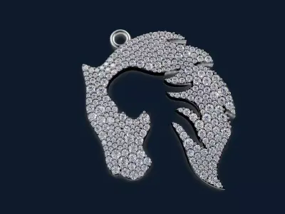 Diamond Lion Head with Woman Silhouette  Luxury 3D Pendant Model 3D print model