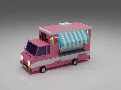 Ice Cream Van Low-poly  3D model