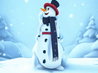 Festive Snowman model pack Low-poly 3D model