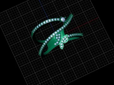 Butterfly Ring with round gemstones Free 3D print model
