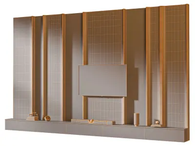 TV wall set 24 3D model