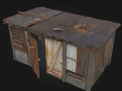 Rustic Shelter  Simple Refuge Blending with Nature 3D model