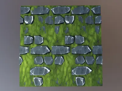 4K Stylized Mossy Bricks texture Free 3D model