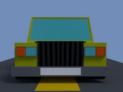 passenger yellow car low poly Free low-poly 3D model