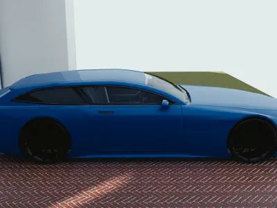 BLENDER EEVEE Brandless Sports GT shooting brake Low-poly 3D model